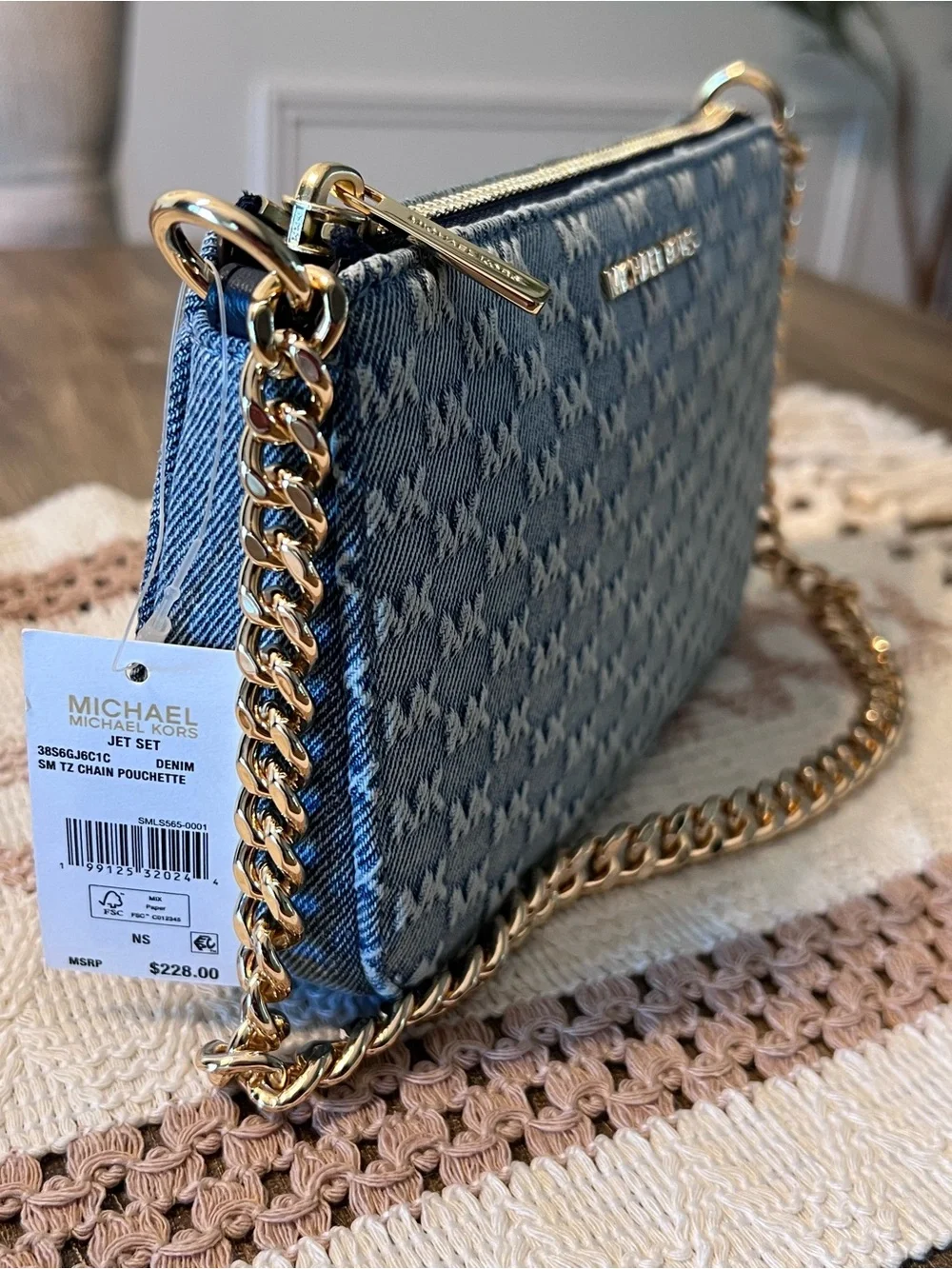Michael Kors Denim JetSet Demi Pochette Shoulder/Handbag